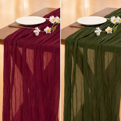 【2 piezas 27€】Camino de mesa de gasa estilo bohemio, camino de mesa romántico y transparente para bodas, despedidas de soltera, baby showers y fiestas de cumpleaños.