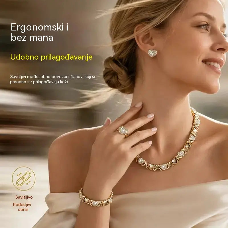 🎁 Božićna ponuda za ranoranioce: Pola cijene 🎅 Klasični set nakita u obliku srca s pozlatom (4 komada)