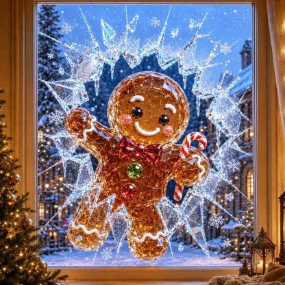 2 artículos por 28 €-✨🎄Adhesivo para ventana con efecto de rotura navideña — Decoración navideña 3D para ventanas con efecto de cristal roto