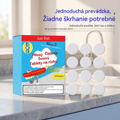 🥳3 balenia za 23 eur💞 Výkonné šumivé tablety na čistenie potrubia, rýchlo rozpúšťajú mastnotu a upchatia z vlasov, antibakteriálny čistič potrubia a dezodorant pre umývadlo, toaletu a podlahové odtoky.