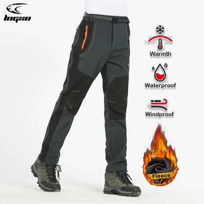 [S-5XL] pantalones de concha suave para hombre, impermeables y resistentes al viento, pantalones de senderismo transpirables, cálidos y gruesos, pantalones de lana para deportes al aire libre