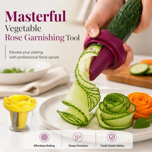 2 piezas 26€🥕✨ Espiralizador y rizador manual de verduras para tallar rosas: ¡convierte zanahorias en rosas al estilo de los restaurantes en 60 segundos! 🌹🍽️