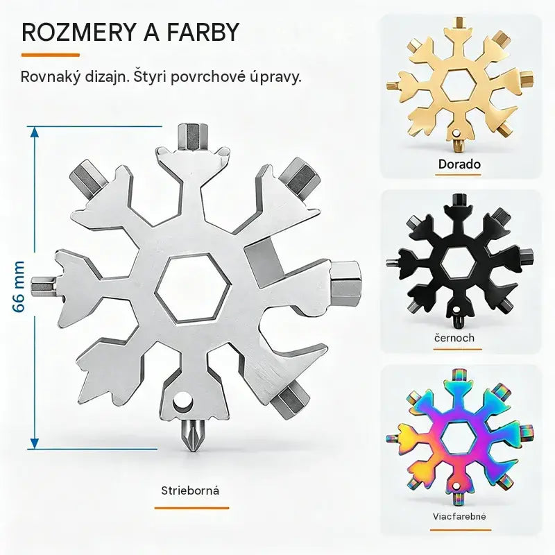 【4 kusy 21 €】❄️Prenosný multifunkčný kľúč Viral 18 v 1 Snowflake z nehrdzavejúcej ocele