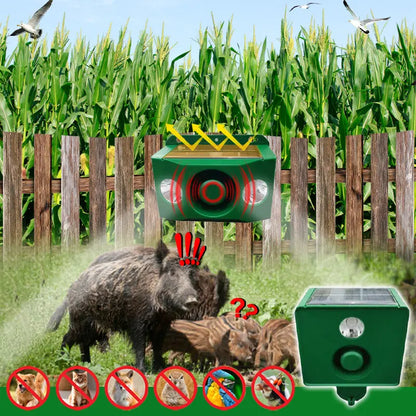 🔥🐅Repelente ultrasónico de animales salvajes alimentado por energía solar