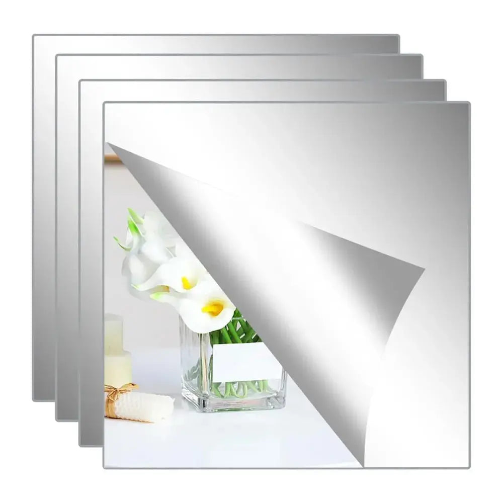 4 espejos acrílicos autoadhesivos, azulejos de espejo irrompibles, láminas de espejo de pared flexibles, espejos de cuerpo entero irrompibles para el hogar, dormitorio, gimnasio, puerta y armario.