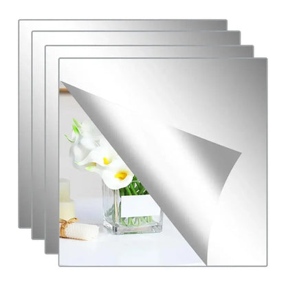 4 espejos acrílicos autoadhesivos, azulejos de espejo irrompibles, láminas de espejo de pared flexibles, espejos de cuerpo entero irrompibles para el hogar, dormitorio, gimnasio, puerta y armario.