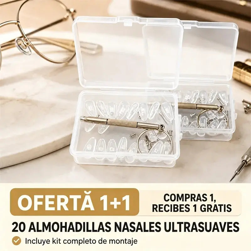 【20 piezas + kit completo de herramientas】Almohadillas nasales de silicona ultrasuaves con airbag para gafas