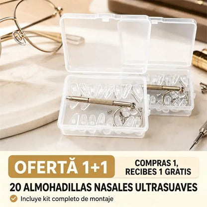 【20 piezas + kit completo de herramientas】Almohadillas nasales de silicona ultrasuaves con airbag para gafas