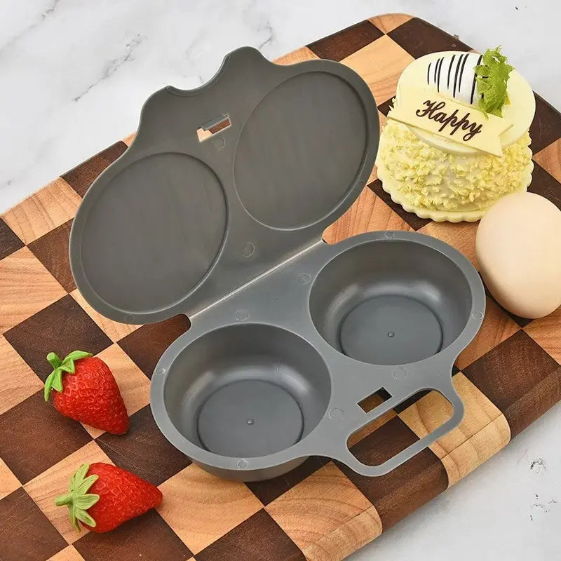 🎁2 piezas 24€💥Escalfador de huevos para microondas: doble cavidad, antiadherente y fácil de limpiar.🏠