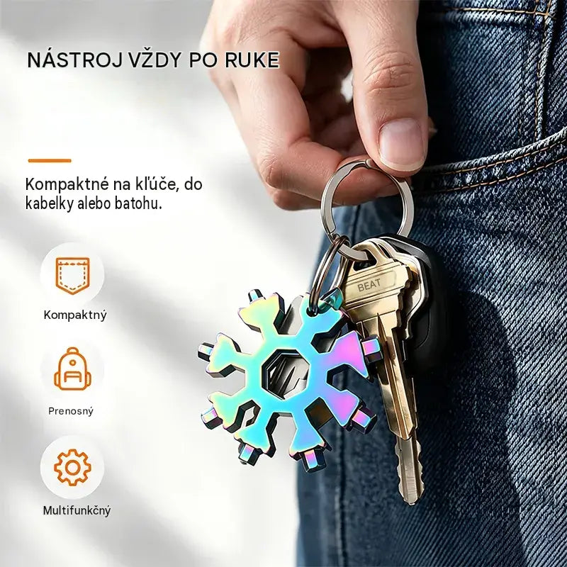 【4 kusy 21 €】❄️Prenosný multifunkčný kľúč Viral 18 v 1 Snowflake z nehrdzavejúcej ocele