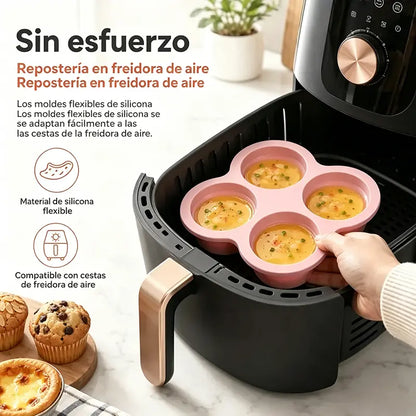 📢📢 2 piezas 24€ ⏰Molde de silicona cilíndrico y redondo de 4 cavidades (4 pulgadas) para repostería creativa: ideal para tartas arcoíris y pizzas.