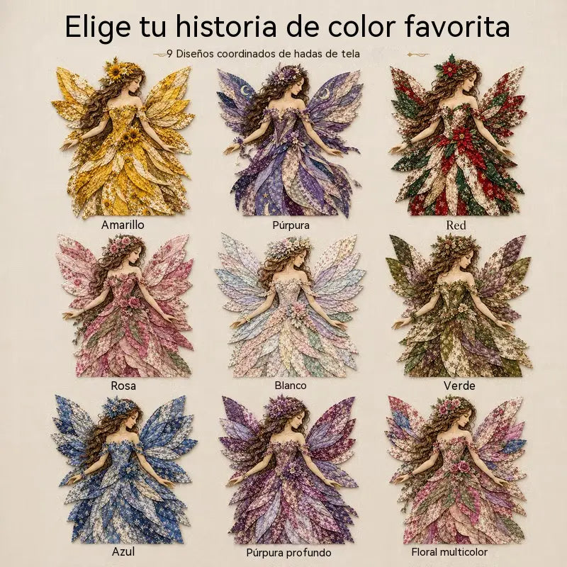 🧚‍♀️🌸 Set de patchwork premium "Hada": ¡tela de alta calidad con alas de flores, perfecta para decoraciones de pared de estilo fantástico hechas por ti mismo!