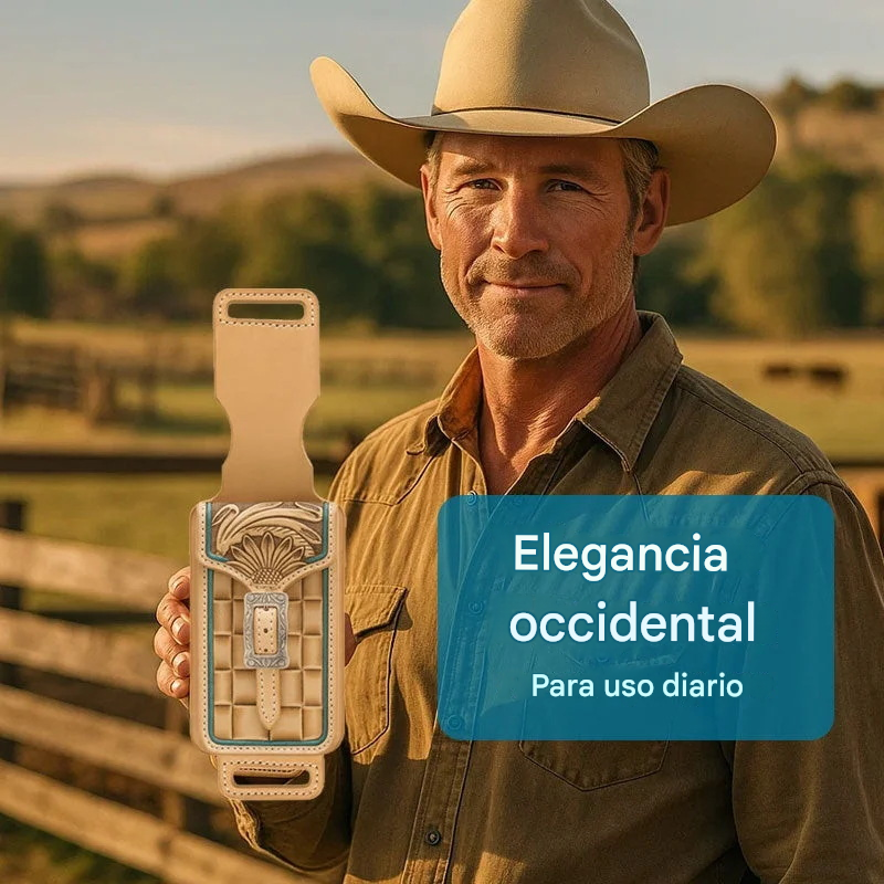 🤠Soporte para teléfono de cuero estilo silla de montar western hecho a mano📱(❤Se adapta a todos los tamaños de teléfono)