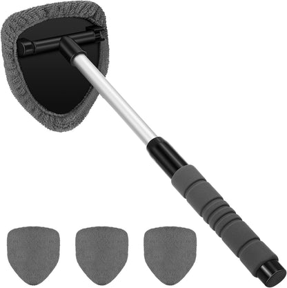 🎁【2 piezas de plástico triangulares + 8 fundas de tela】Kit de limpieza de parabrisas de coche - extensible y giratorio 180°