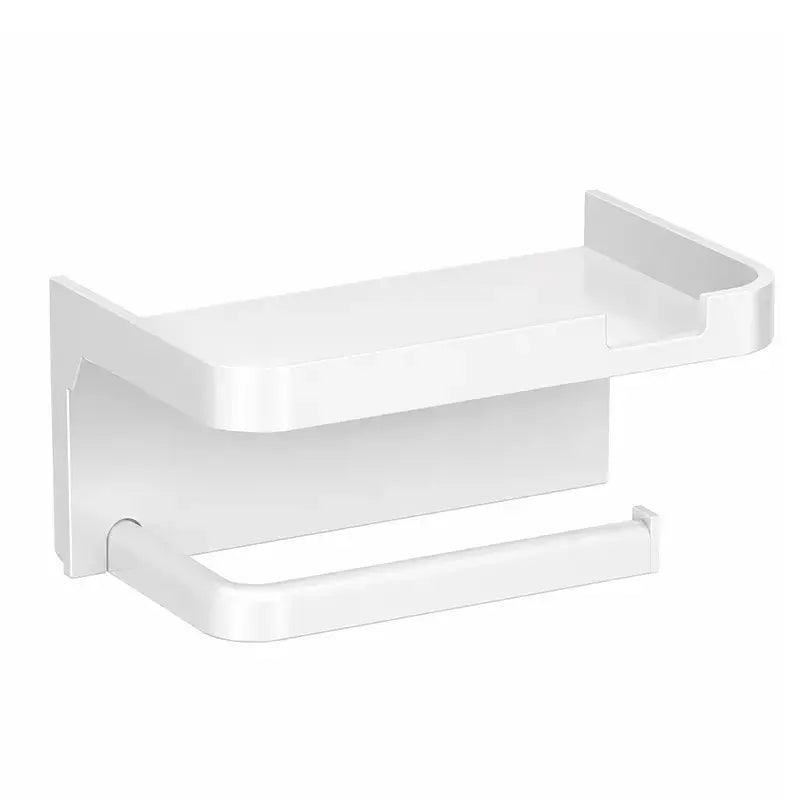 Soporte de papel higiénico de pared con accesorios, base resistente, estante de baño moderno, fácil de instalar, puede sostener teléfonos móviles y otros objetos.