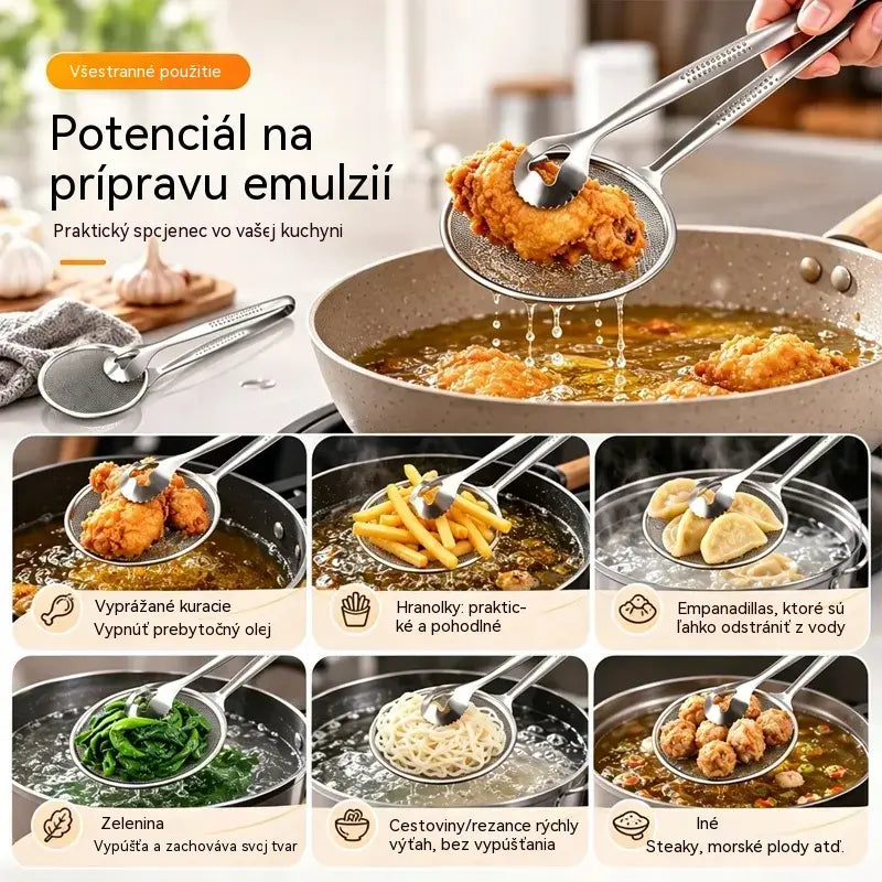 Kliešte na potraviny a oddeľovač oleja 2 v 1 z nehrdzavejúcej ocele