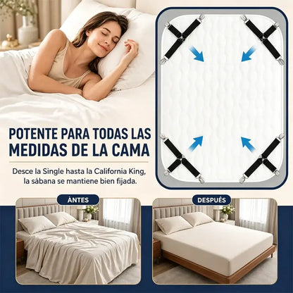 【4 piezas】Sujetadores ajustables para sábanas y edredones