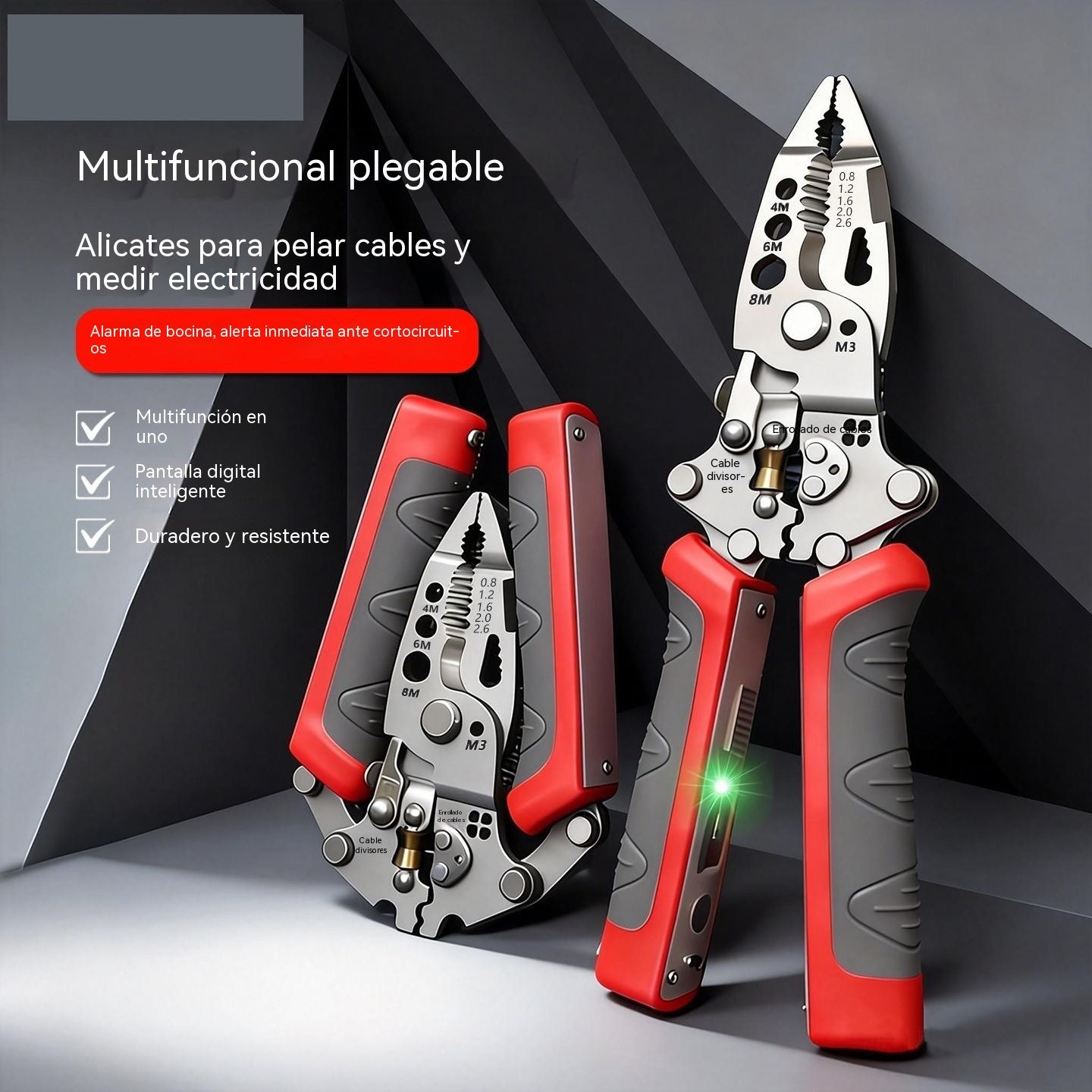 👍👍Pelacables multifuncional 25 en 1 con carga, pantalla digital, comprobación de voltaje, plegable y reforzado.