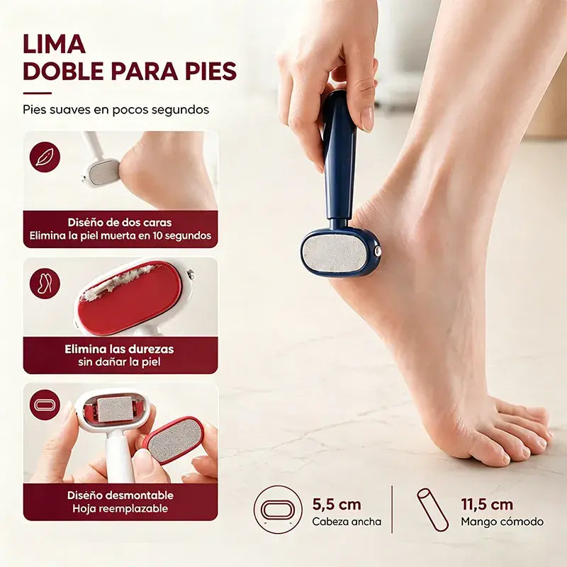 ⏰🔥 2 herramientas para pedicura + 4 cuchillas de repuesto 🏆 Raspador de pies de doble cara para eliminar callos ✨🦶