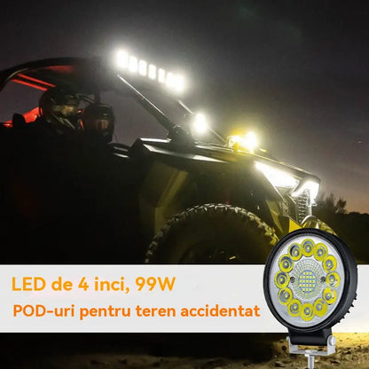 🔥【Compre 1 y obtenga 1 gratis-🎁2 piezas por 29 euros】Faros LED redondos de 99 W para coches modificados, faros auxiliares para vehículos todoterreno