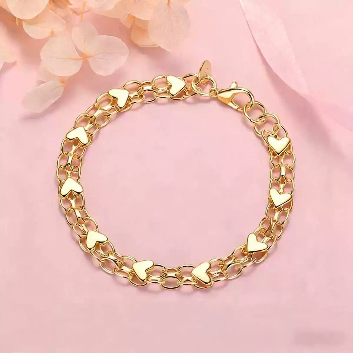 📢📢 ¡50% de descuento! ⏰ Pulsera con colgante en forma de corazón de doble cadena: elegancia discreta, se puede usar sola o combinada con otras joyas 🌸