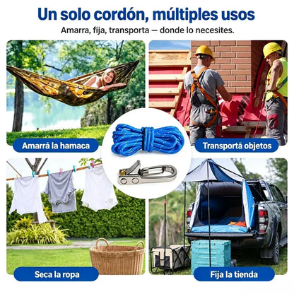 【6 cuerdas+6 ganchos】Herramienta para tensar y ajustar cuerdas y cabos