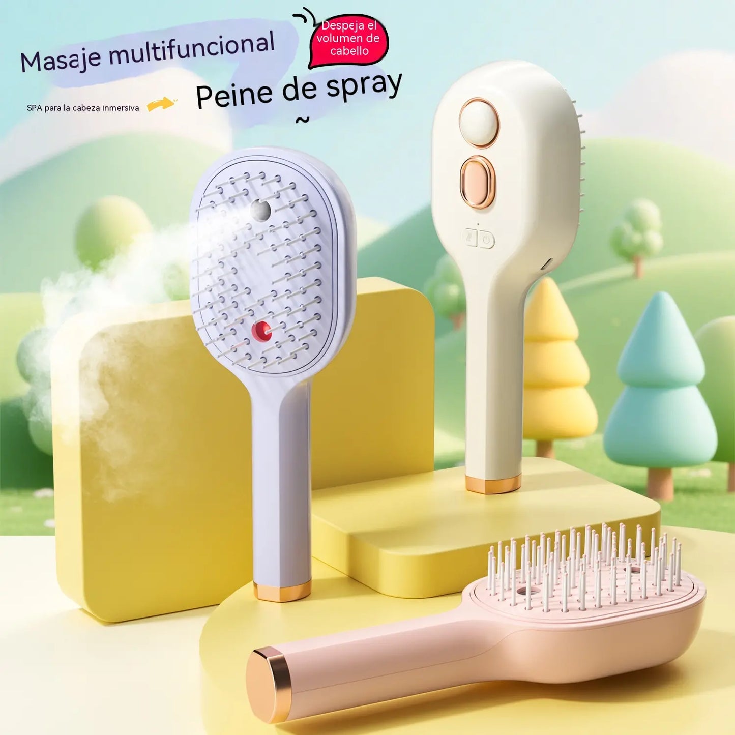 【30%OFF】💖💨Un peine con función de pulverización de un solo botón para evitar eficazmente que el cabello se enrede.
