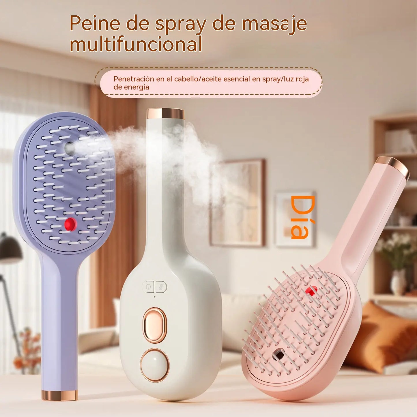 【30%OFF】💖💨Un peine con función de pulverización de un solo botón para evitar eficazmente que el cabello se enrede.