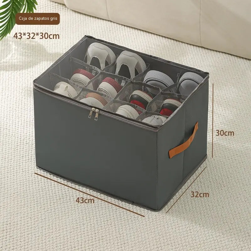 Caja para zapatos plegable-Los 12 compartimentos pueden almacenar 6 pares de zapatos.