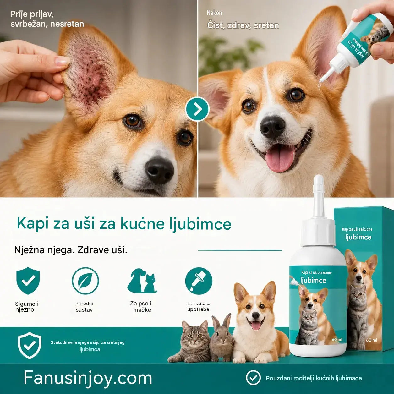 【Kupite 1, dobijte 1 gratis】 🐱🐶 Nježne kapi za čišćenje ušiju za kućne ljubimce – Recite zbogom bolestima uha