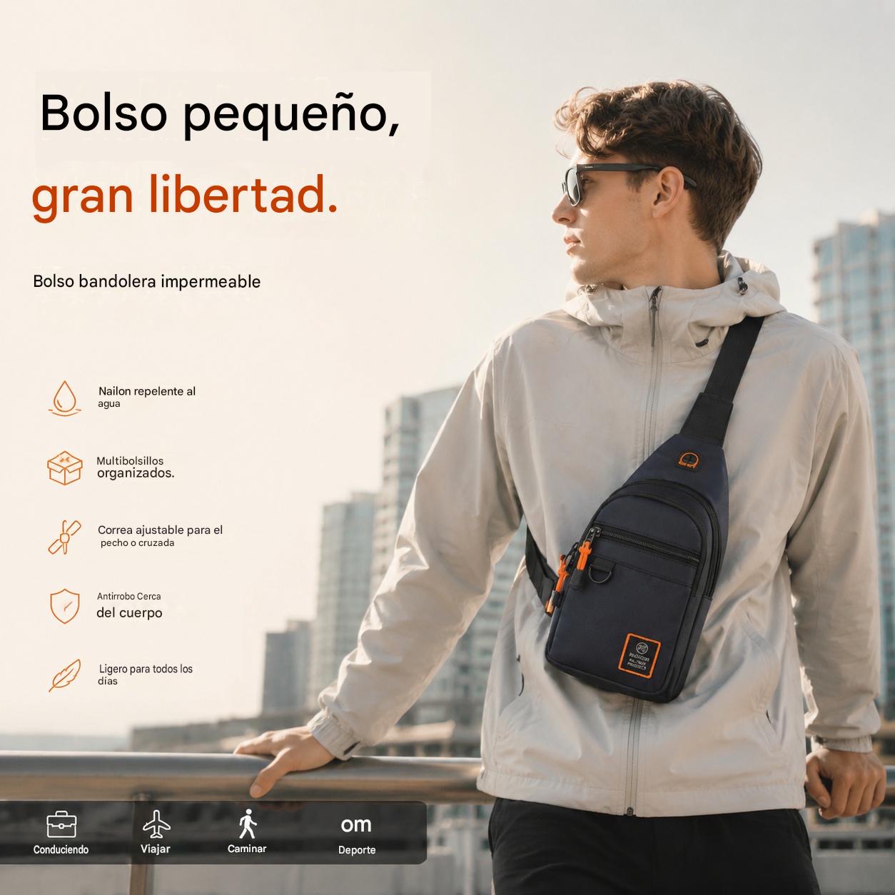 【Compra 1 y llévate otro gratis】2 artículos por 29 €🎒 ✨ Bolso bandolera multibolsillos resistente al agua: almacenamiento organizado, correa ajustable, puerto para auriculares.