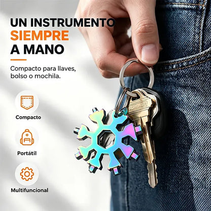 【4 piezas 26€】❄️Llave multiherramienta portátil Viral 18 en 1 con diseño de copo de nieve, fabricada en acero inoxidable.