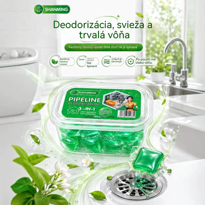 2 balenia (100 tabliet) za 22 eur. Vo vode rozpustné kapsuly na elimináciu zápachu z odtokov – dokonalé riešenie na zamedzenie šírenia zápachu v kúpeľniach a kuchyniach.