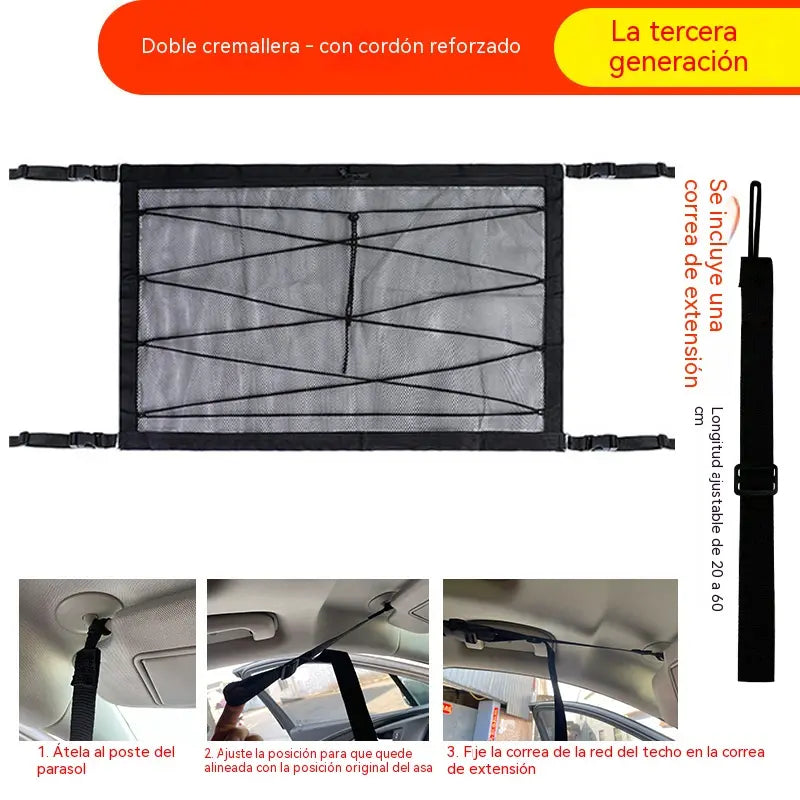 😆Bolsa de almacenamiento para el techo del coche con hebilla ajustable.