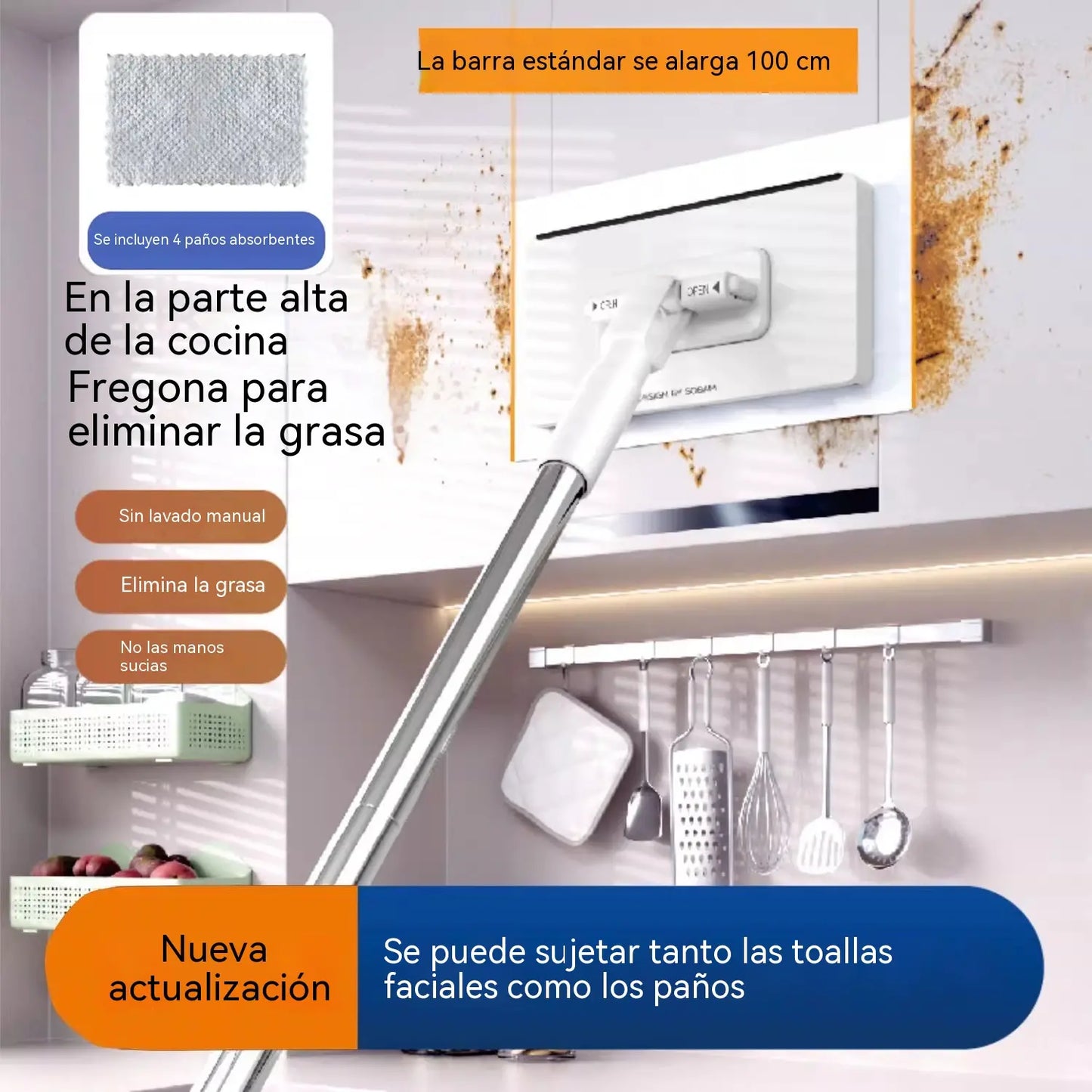 💥 ¡Último día! 50 % de descuento 💥 Mopa desechable para polvo; incluye 4 almohadillas reutilizables.