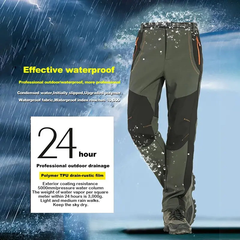 [S-5XL] pantalones de concha suave para hombre, impermeables y resistentes al viento, pantalones de senderismo transpirables, cálidos y gruesos, pantalones de lana para deportes al aire libre