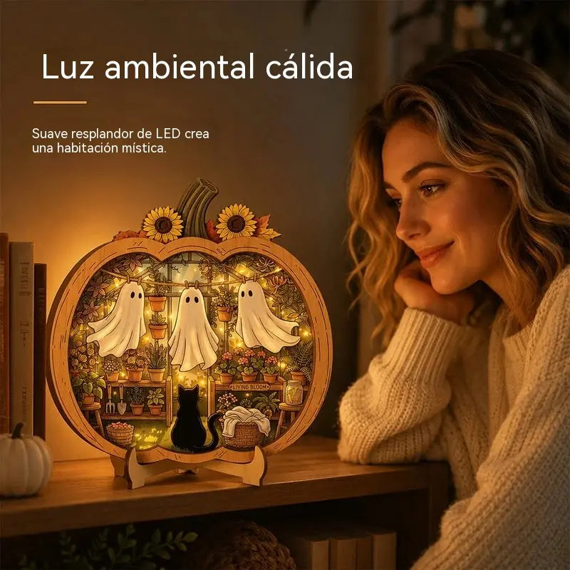 🔥¡Hasta agotar existencias, 50% de descuento! 🎉 Adorno de escritorio de calabaza de madera para Halloween