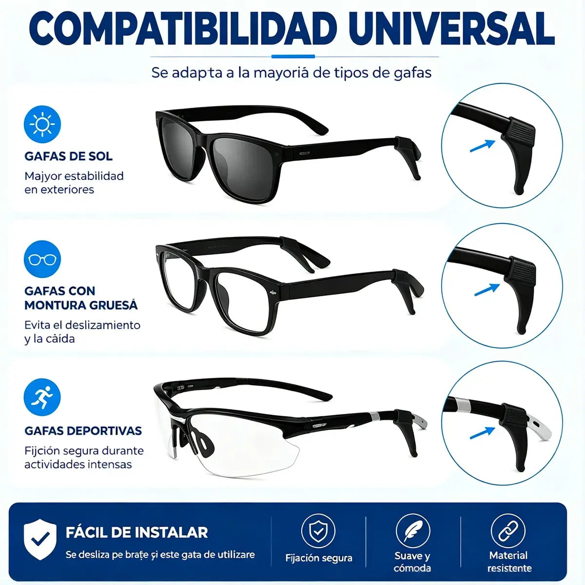 【14 pares por 24 euros】Ganchos antideslizantes para las orejas de las gafas