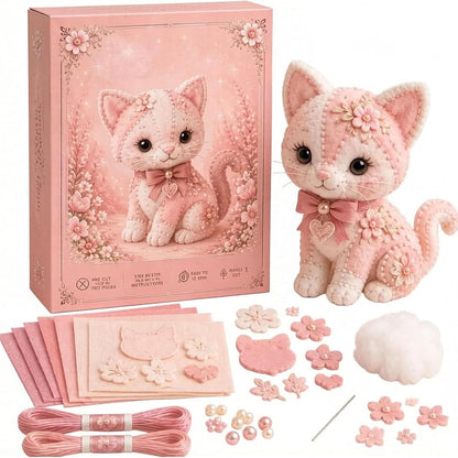 🧸Conjunto de patchwork de fieltro rosa para hacer tú mismo