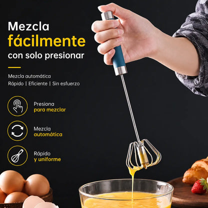 24€【Set de 2 piezas】Batidor de huevos semiautomático de acero inoxidable