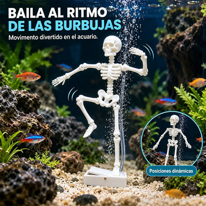 💧Adorno de acuario de esqueleto bailarín con burbujas💀