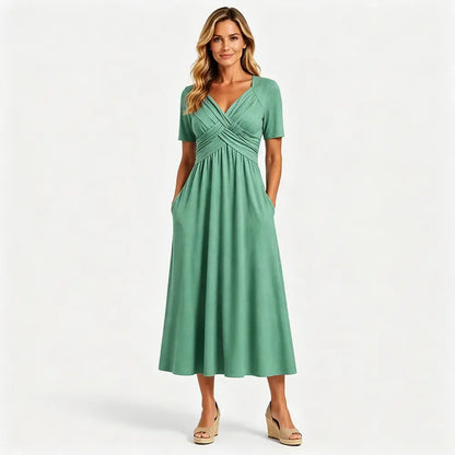 💟【50% popusta】【Veličine S-3XL】Jednobojna midi ležerna haljina
