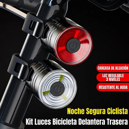 2 piezas 25 €-【Rojo*1 + Blanco*1】🚴 ¡Oferta a mitad de precio! 💡 Juego de luces recargables por USB para bicicleta — LEDs de alta luminosidad, carga USB, fácil instalación — Ideal para paseos nocturnos y desplazamientos urbanos 🚦