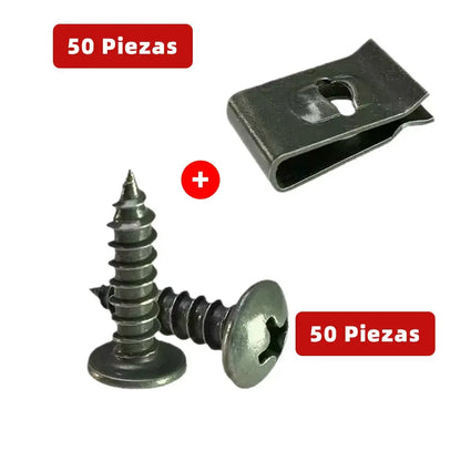 Clips de sujeción roscados de metal, clips de tornillo en forma de U