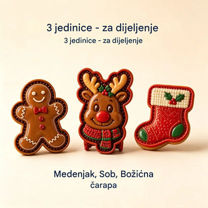 ⌛【1 set od 3 komada 23 eura】 🥧🎄Kolekcija mini kalupa za božićne torte s 9 dizajna | 🫎Kalupi za višekratnu upotrebu s reljefom za oblikovanje detaljnih božićnih torti u obliku Djeda Mraza, Snjegovića, soba i božićnog drvca⛄