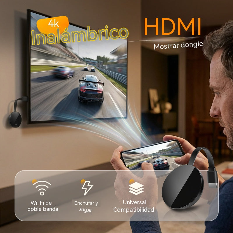 🖥️ Adaptador HDMI inalámbrico 4K - Miracast/Airplay/DLNA | No requiere aplicaciones - Transmisión instantánea desde Android/iOS/Windows a HDTV 🔌