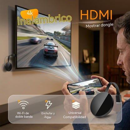 🖥️ Adaptador HDMI inalámbrico 4K - Miracast/Airplay/DLNA | No requiere aplicaciones - Transmisión instantánea desde Android/iOS/Windows a HDTV 🔌