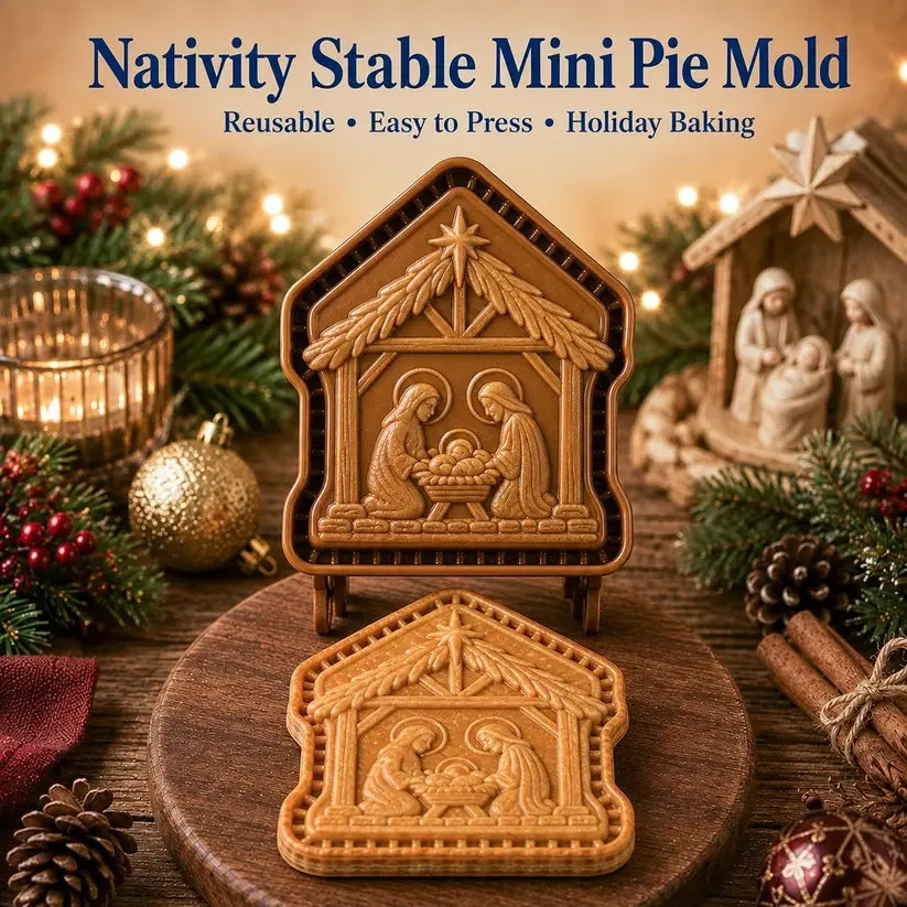 ✝️ Colección de mini moldes para tartas navideñas Faith & Nativity | Moldes reutilizables con relieve para dar forma a tartas con detalles como Jesús orando, el pesebre de la Natividad, etc. 🥧✨