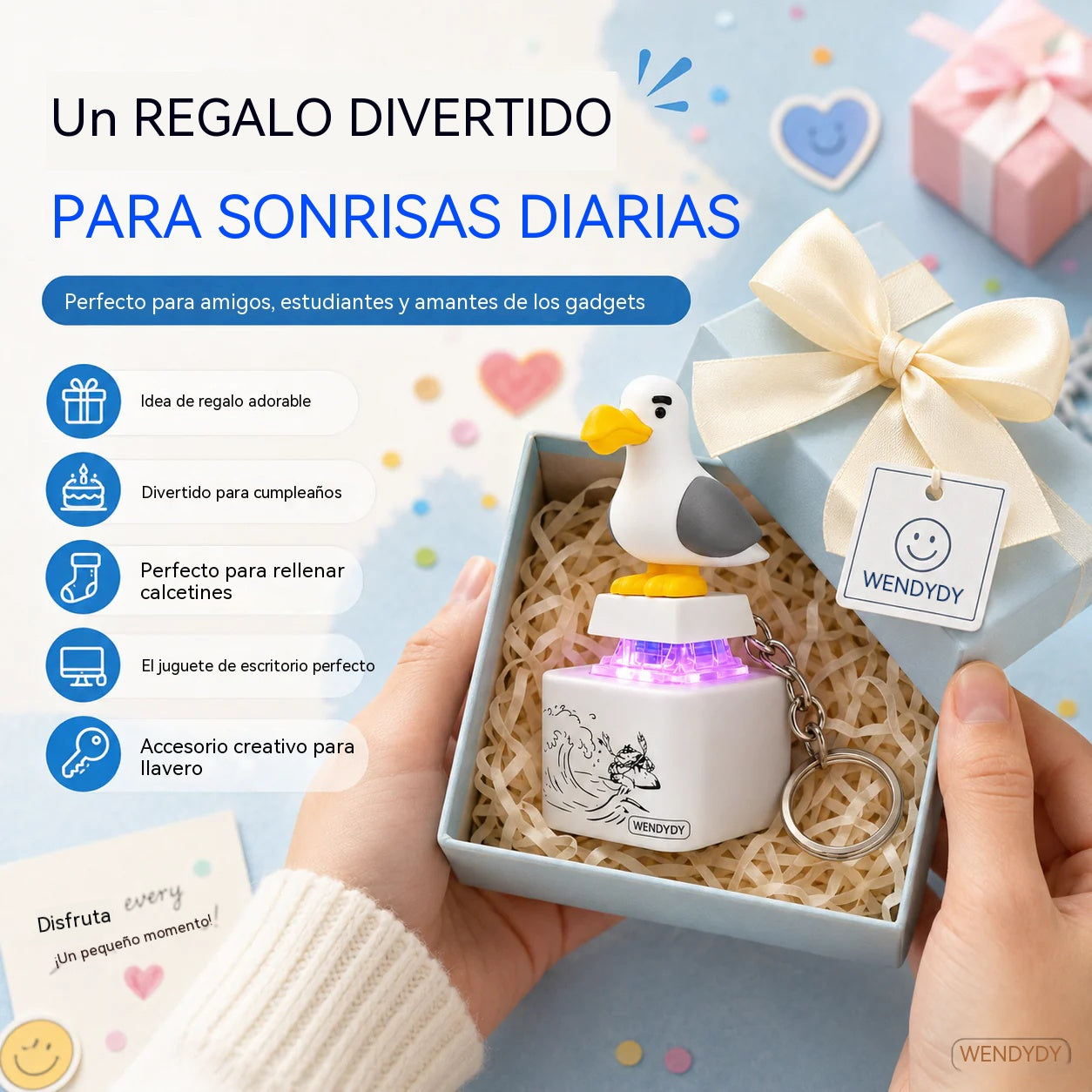🕊️🕊️Llavero electrónico con luz y activado por voz "My Little Bird": Un llavero creativo con forma de pato con el que puedes jugar apretándolo.