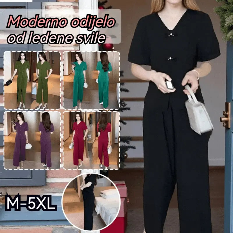 🌸【M-5XL】🔥【Majice + široke hlače】Modno odijelo od ledene svile 2026